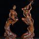 10-inch A Pair Collectible Boxwood Carved Flying Beauty Statue Home Decorations