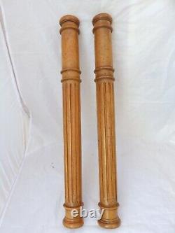 19TH French Antique Pair Turned Carved Walnut Wood Pillar Column 24.8 Accidents