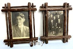 19th Pair Antique Hand Carved Wood Photo Picture Portrait Wall Frame 8