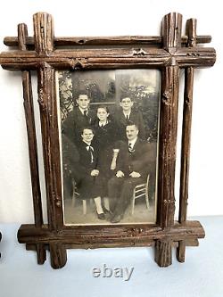 19th Pair Antique Hand Carved Wood Photo Picture Portrait Wall Frame 8