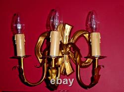 2 Hand Carved and Gilded Italian/Florentine bow sconces. Very Rare wall lights
