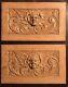 Antique Hand Carved Pair Of Angel Cherub Putti Wood Panels, 18th/19th Century