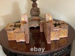 A Pair Of1 9th C Gilded French Salvaged Fragments Of Carved Wood Candle Holder