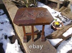 A true Pair of Vintage Chinese Oriental Carved Folding Side Occasional Tables