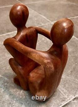Abstract Hardwood Sculpture COUPLE EMBRACING Valentines Day