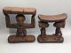 African Pair Luba Head Rests, D. R. Congo, Wood Carved, Tribals Arts, Figures