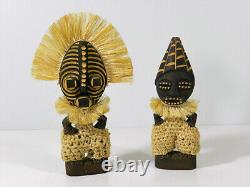 African Tribal Wood Carved Figure Pair