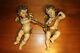 Antique 12 Pair Hand Carved Wood Flying Angel Cherub Putto Wall Figure Statue