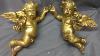 Antique 19th Century Carved Wood Wooden Angel Carvings Cherubs Puttis Pair Of 2