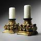 Antique 19th Century Pair Carved Gilt Wood Corinthian Capital Candlestick Holder