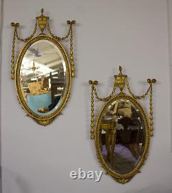 Antique Mirror / Pair Of Early 20th Century Carved Giltwood Wall Mirrors