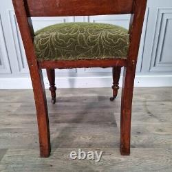 Antique Pair 2 Decorative Carved & Turned Victorian Bedroom Dining Chairs