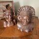 Antique Pair Of Indonesian Carved Hard Wood Figures / Busts Male & Female