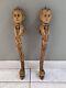 Beautiful Pair Antique Vintage Carved Wood Figural Table Legs 20 Inches