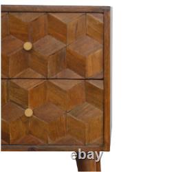 Chestnut Cube Carved Bedside