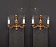Decorative Pair Of Large Vintage Italian Carved Wood 2 Arm Gilded Wall Lights