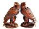 Gy076- 9 X 6 Cm Boxwood Carving Figurine Statue Pair Of Eagles