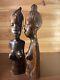 Hand Carved Wooden Female Sculptures Pair Of Intricately Chiselled Bust Carvings