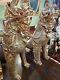 Huge Vintage Wood Hand Carved Temple Feng Shui Foo Dogs/lions Animals Pair H 5ft