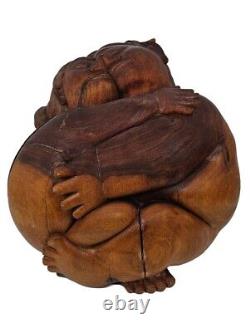 Ida Bagus Tantra Beautiful Balinese Wood Sculpture Couple Hugging