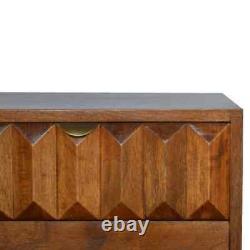 Mid Century Bedside Table Vintage 2 Drawers Storage Cabinet Solid Wood Prism