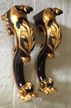 PAIR 19th C Antique French Carved wood Gilt Post Corbel Leg Pedestal PAIR