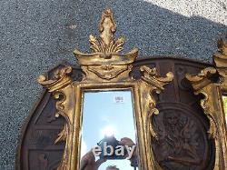 PAIR antique italian wood carved gold gilt wall mirrors rare furniture