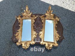 PAIR antique italian wood carved gold gilt wall mirrors rare furniture