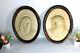Pair Antique Wood Carved Frame Chalkware Plaques Mary Christ Relief Wall