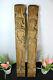 Pair Wood Carved Cabinet Ornaments Panels Man Lady Figural