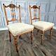 Pair 2 Antique Victorian Gamlin Carved & Turned Wooden Chairs Dining Bedroom
