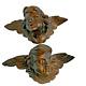 Pair 9 Wood Hand Carved Angel Putto Cherub Head Figure Sculpture Wall Hangings