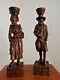 Pair Antique Hand Carved Wood French Breton Brittany Figurines Lady & Man 2854