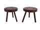 Pair Couple Hand Carved Wood Tripod Milking Stool Pedestal Table Plant Flower