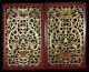 Pair Of Chinese Wood Plates. Carved, Polychromed And Gilded. Chin. Xix Century