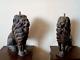 Pair Of Sculptures Carved Wooden Cab Lions Nineteenth Century