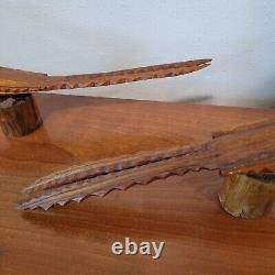 Pair Of Vintage Wood Carved Roadrunner Birds 13