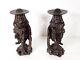 Pair Sculptures Characters Vietnam Wood Exotic Carved 19th Century