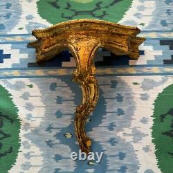 Pair Stunning Wood Carved Italian Florentine Gold Gilt Wall Bracket Sconce Shelf