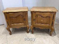 Pair Vintage French Bedside Carved Cupboards Cabinets Unit Night Stands Larger