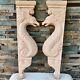 Pair Wood Carved Gothic Dragon Wall Door Corbel Balusters Stair Fireplace Mantel