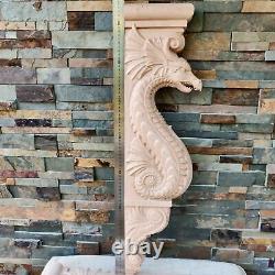 Pair Wood Carved Gothic Dragon Wall Door Corbel Balusters Stair Fireplace mantel