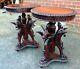 Pair Antique Carved Solid Mahogany Gothic Grotesque Beast Dragon Side Tables