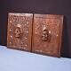Pair Of Antique French Carved Architectural Panels In Solid Walnut Wood Withfaces