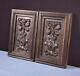 Pair Of Antique French Highly Carved Panels In Oak Wood Salvage Withpine Frame