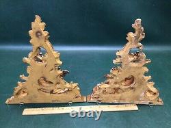 Pair of Antique Rococo Italian Florentine Gold Gilt Carved Wood Wall Shelves