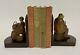 Pair Of Antique Vintage Carved Wood Continental Bookends Naive German Dutch