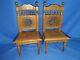 Pair Of Breton Quimper Doll's Wooden Carved Chairs, Not Stamped 1920-1940