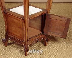 Pair of Carved Oak & Marble Top Bedside Tables c. 1920