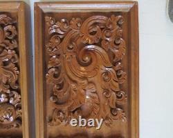 Pair of Carved Panels/FRAMED each 24 x 9 x 1 7/8 deep